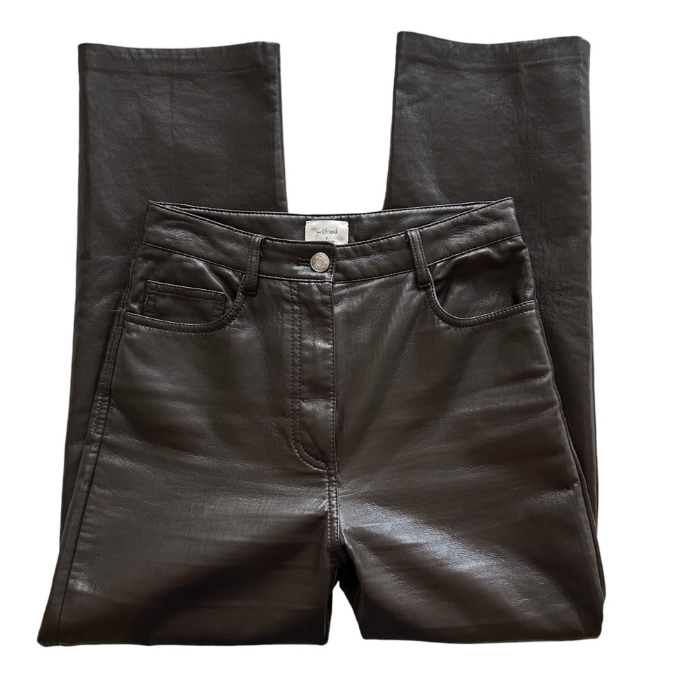 Aritzia Wilfred Mocha Brown‎ Melina vegan leather pants size 2
